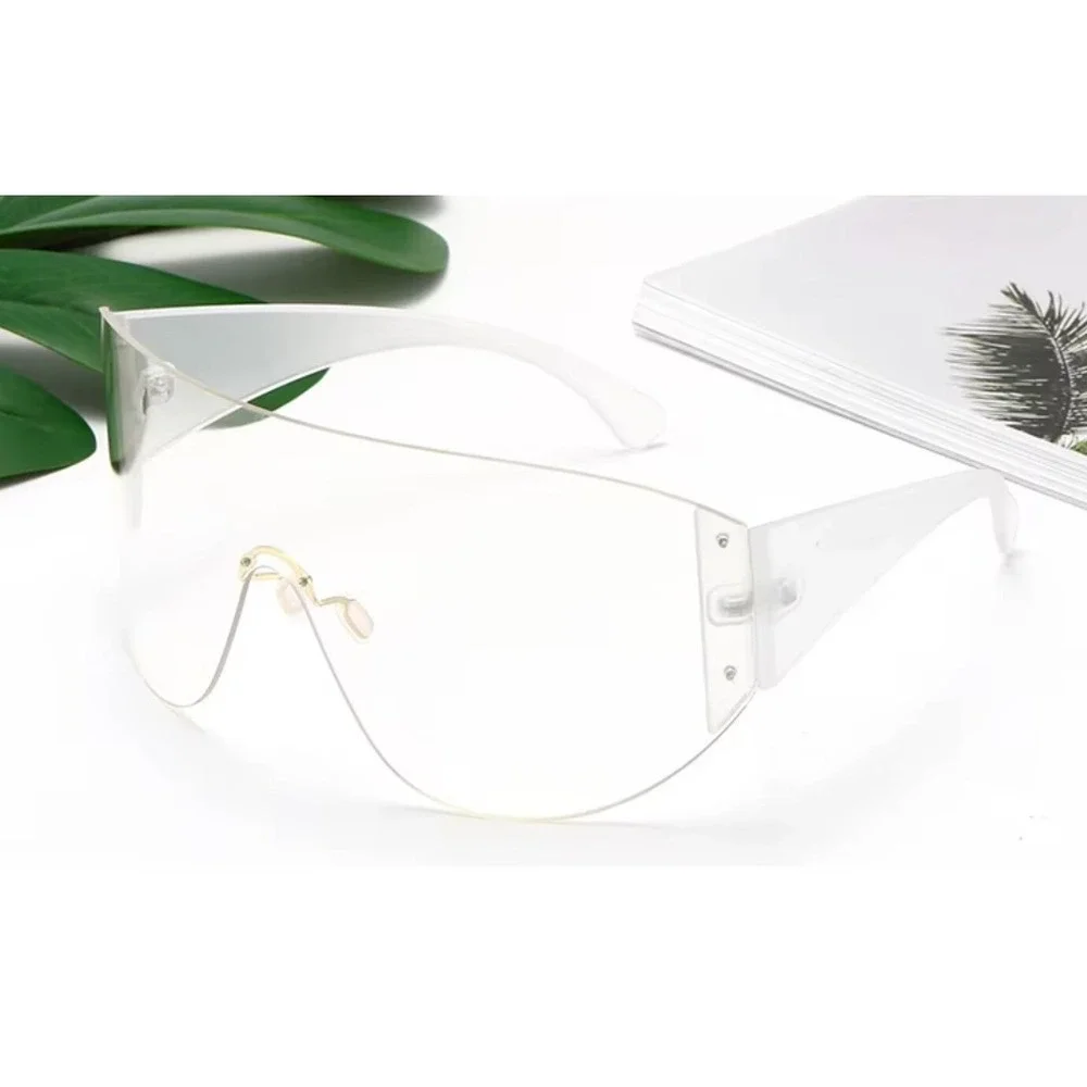 Shield Sunglasses Visor Clear Lens Futuristic Sporty Fashion Sunglasses Festival